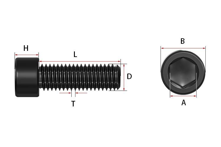 hex socket cap screw dimensions