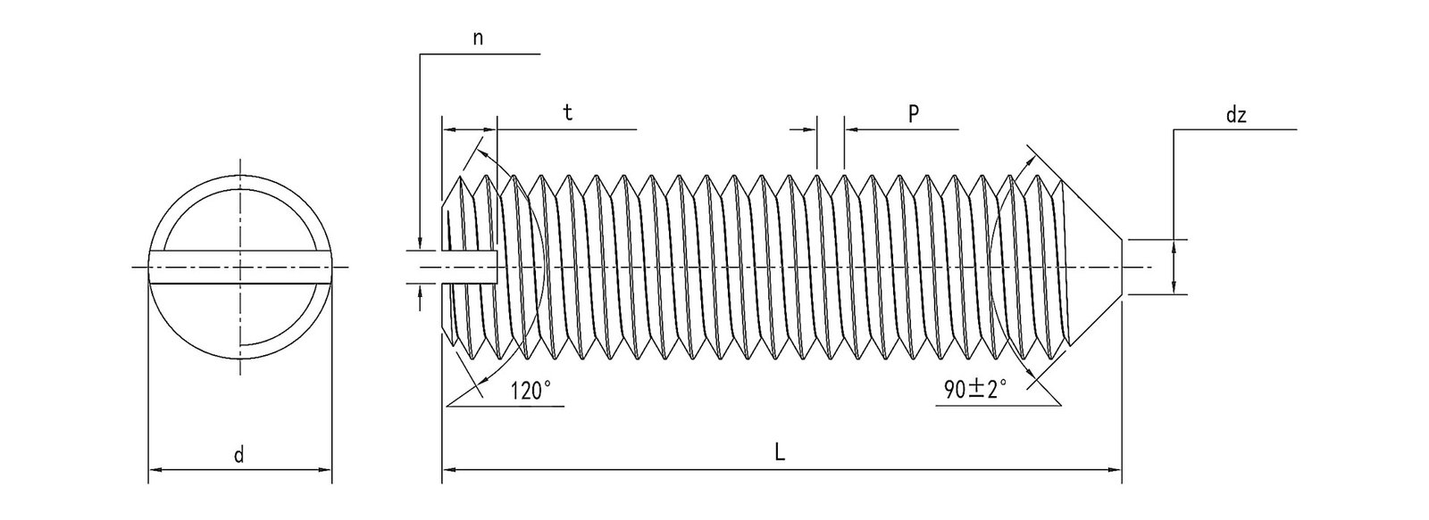 DIN 553 Slotted Set Screws with Cone Point