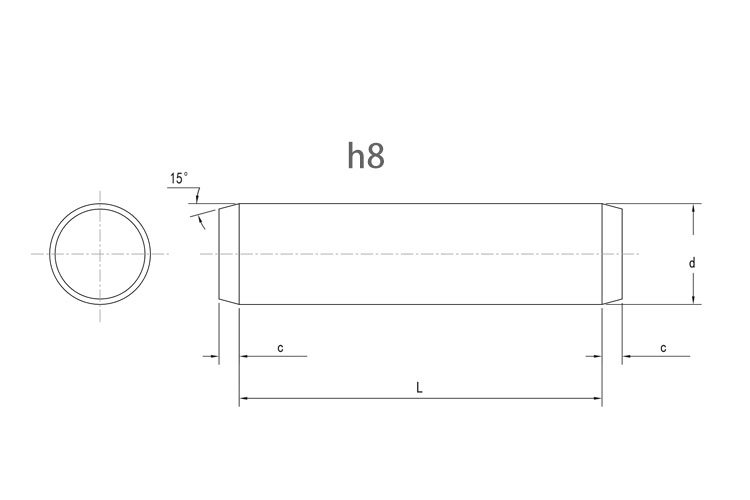 DIN 7 Cylindrical parallel dowel pins h8