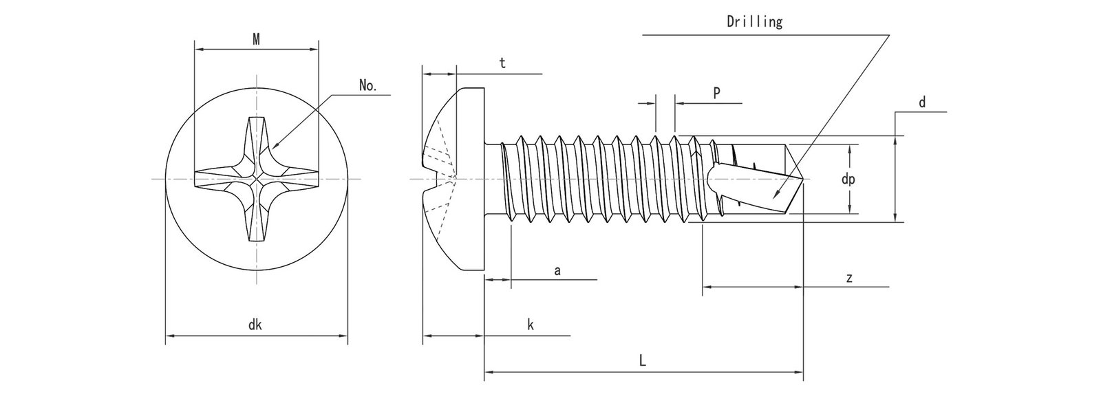 DIN 7504 N Cross Recessed Pan Head Drilling Screws