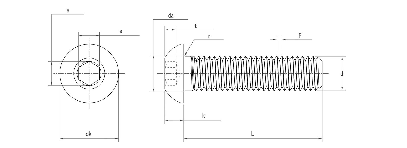 ISO 7380 - Hexagon socket button head cap screws - Dimensions