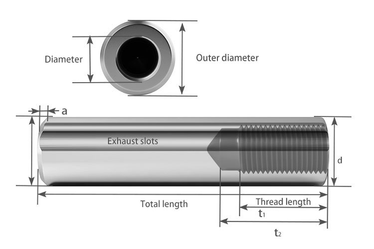 Schematic diagram of threaded dowel pin