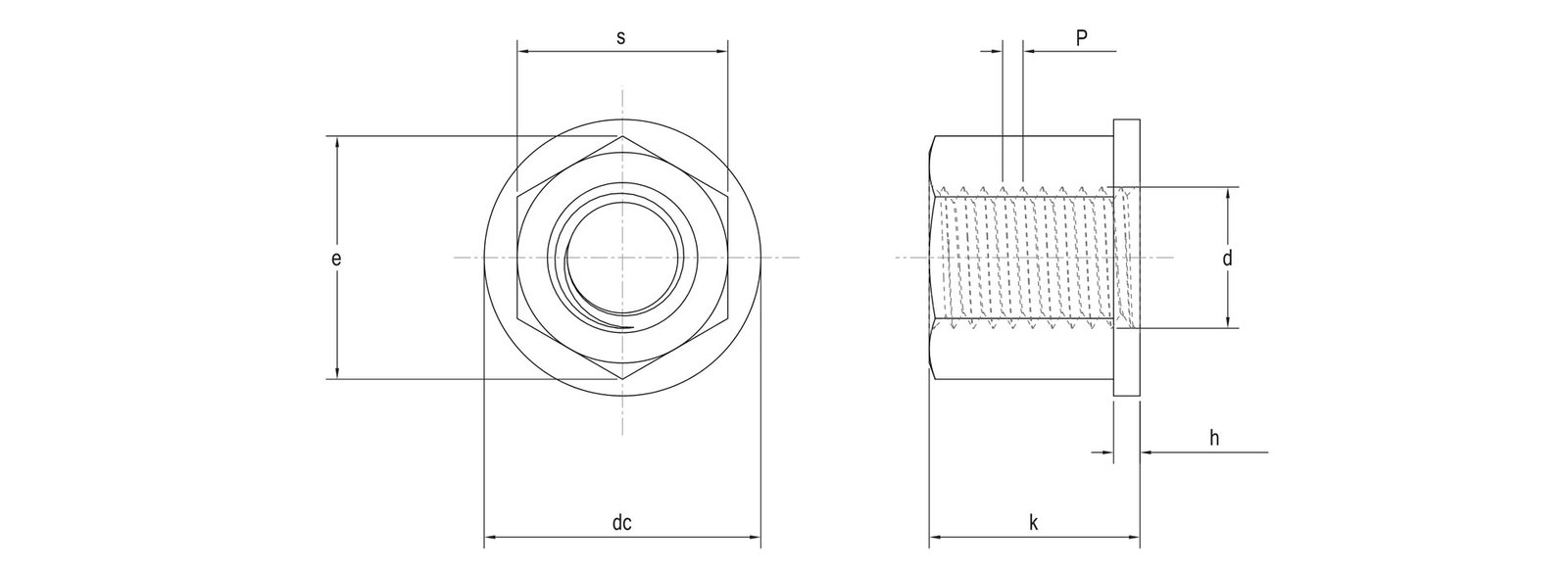 DIN 6331 Hex nuts with collar height 1.5 x diameter dimensions