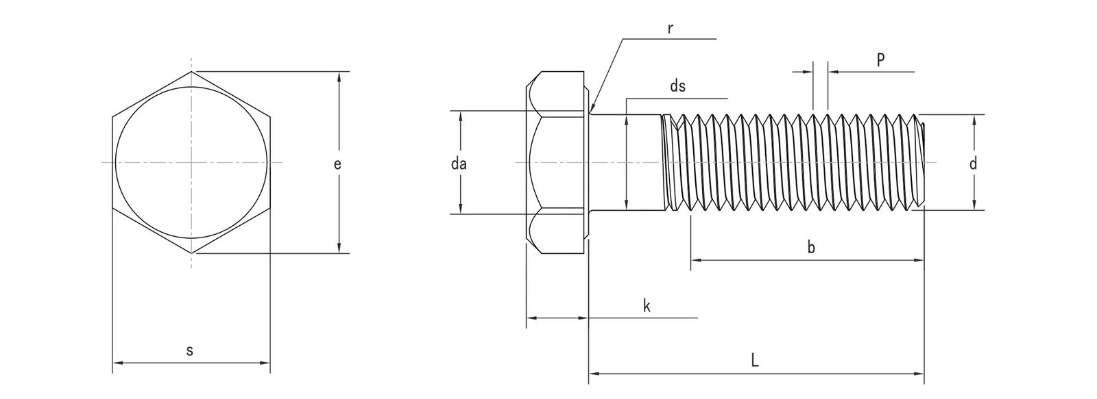 Dimensions of Metric DIN 6914 High-Strength Hexagon Bolts for Steel Structures