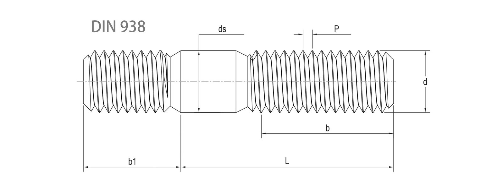 DIN 938 Studs with engagement length 1D Specifications