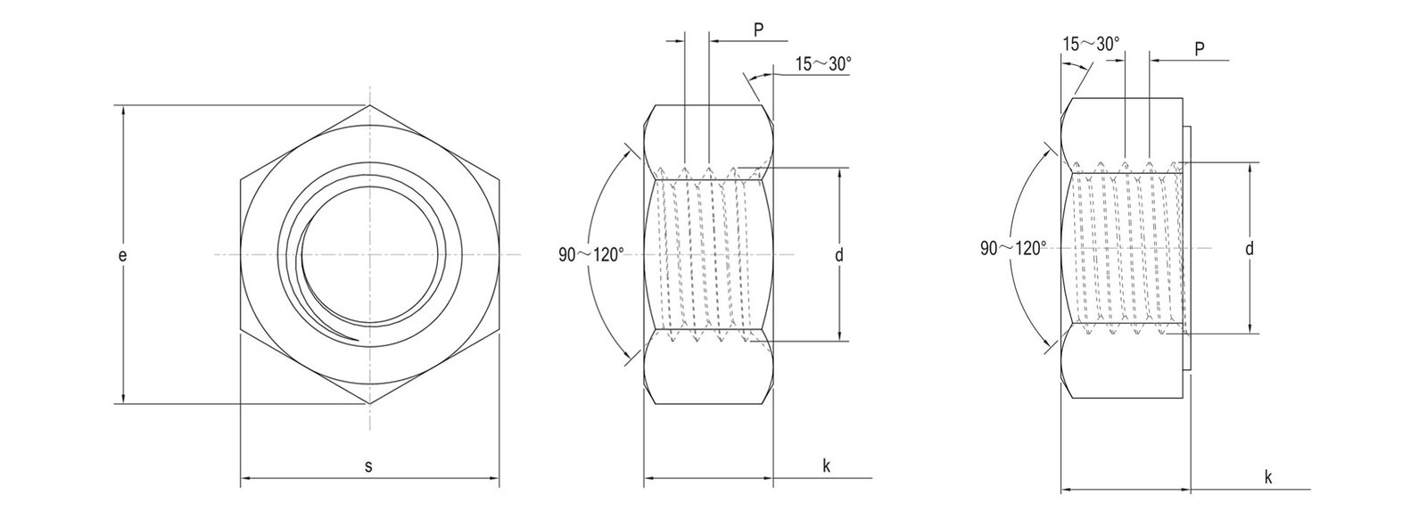 ISO 4032 Hexagon Nuts Dimensions
