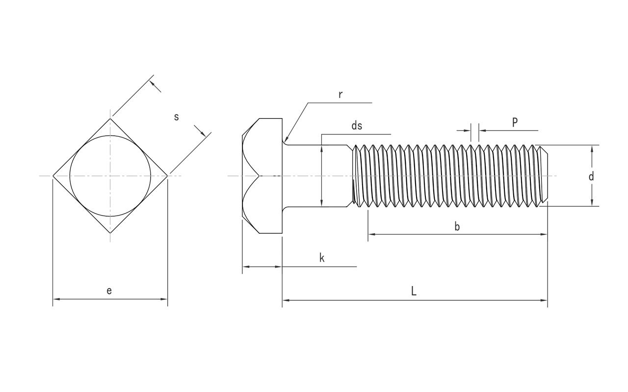 Square Head Bolts Dimensions Chart